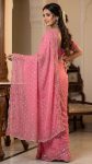 NEW ARRIVAL NC BUTTI SILK ROSE GOLD  BEADS WORK WITH CUT  WORK BORDER SAREE WITH UNSTITCHED BLOUSE PINK