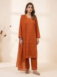 NEW ARRIVAL ROMAN SEQUENCE EMBROIDERY WORK TOP BOTTOM WITH DUPATTA ORANGE