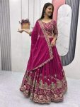 RICH LOOK CHINON SILK EMBROIDERY SEQUENCE WORK LEHENGA CHOLI WITH DUPATTA PINK