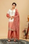 BOLLYWOOD STAR GEORGETTE EMBROIDERY BEADS WORK WITH CUT-WORK TOP PALAZZO WITH DUPATTA PEACH