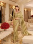 DESIGNER KAJIVARAM SILK CUTDANA, BEADS & SEQUENCE EMBROIDERY WORK SAREE WITH UNSTITCHED BLOUSE PISTA