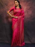 FANCY LICHI SILK WEAVING WORK SAREE WITH UNSTITCHED BLOUSE RANI
