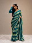 FANCY SPACE SILK JHARKAN WORK  WITH SWAROVSKI WORK SAREE WITH UNSTITCHED BLOUSE RAMA