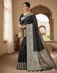 NEW ARRIVAL PAITHANI SILK WEAVING WORK SAREE WITH UNSTITCHED BLOUSE BLACK