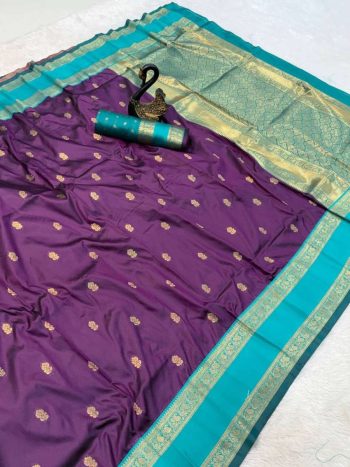 RICH LOOK KANJIVARAM SILK COPPER ZARI JAAL WEAVING WORK SAREE WITH UNSTITCHED BLOUSE WINE