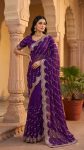 TRENDING SPACE SILK GOLD BEEDS BHUNGALI WORK  SAREE WITH UNSTITCHED BLOUSE PURPLE