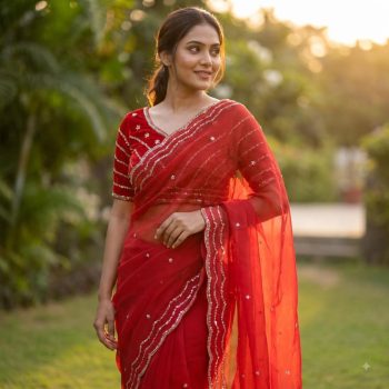 MODERN FANDY SATIN SILK ROSE GOLD  BEADS WORK WITH CUT  WORK BORDER SAREE WITH STITCH BLOUSE RANI
