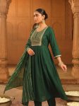 RICH LOOK VISCOSE SILK SEQUENCE CODING EMBROIDERY WORK TOP BOTTOM WITH DUPATTA GREEN