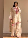 ATTRACTIVE MUL CHANDERI EMBROIDERY WORK TOP PATIYALA WITH DUPATTA OFF WHITE
