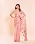 ATTRACTIVE SALSA SILK PEARL WITH HEAVY BEADS WORK SAREE WITH UNSTITCHED BLOUSE PEACH