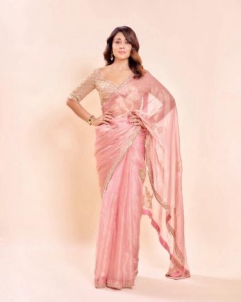 ATTRACTIVE SALSA SILK PEARL WITH HEAVY BEADS WORK SAREE WITH UNSTITCHED BLOUSE PEACH
