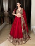 DESIGNER CHINON CODING WITH SEQUENCE  WORK LEHENGA CHOLI WITH DUPATTA RED