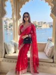 DESIGNER FENDY CHIFFON SILK EMBROIDERY CUTWORK WORK WITH SWAROVSKI WORK SAREE WITH UNSTITCHED BLOUSE RANI