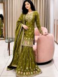 DESIGNER FENDY SILK EMBROIDERY 5 MM SEQUENCE WORK TOP PALAZZO WITH DUPATTA MEHNDI