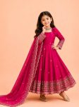 DESIGNER FENDY SILK SEQUENCE EMBROIDERY WORK KID'S GOWN BOTTOM WITH DUPATTA PINK