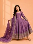 DESIGNER FENDY SILK SEQUENCE EMBROIDERY WORK KID'S GOWN BOTTOM WITH DUPATTA LAVENDER