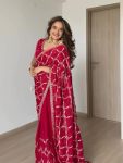 DESIGNER FENDY SILK THREAD WITH SEQUENCE WORK SAREE WITH UNSTITCHED BLOUSE PINK