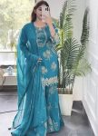 DESIGNER GEORGETTE CODING STITCH EMBROIDERY SEQUENCE WORK TOP PALAZZO WITH DUPATTA RAMA