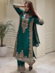 DESIGNER GEORGETTE EMBROIDERY 3 MM SEQUENCE WORK TOP PALAZZO WITH DUPATTA RAMA