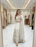 DESIGNER GEORGETTE EMBROIDERY 5 MM SEQUENCE WORK GOWN BOTTOM WITH DUPATTA WHITE