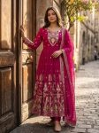 DESIGNER GEORGETTE EMBROIDERY 5 MM SEQUENCE WORK GOWN BOTTOM WITH DUPATTA PINK