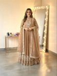 DESIGNER GEORGETTE EMBROIDERY SEQUENCE WORK  GOWN BOTTOM WITH DUPATTA CREAM