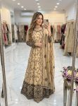 DESIGNER GEORGETTE EMBROIDERY  SEQUENCE WORK GOWN BOTTOM WITH DUPATTA CREAM
