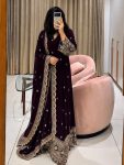 DESIGNER GEORGETTE EMBROIDERY  SEQUENCE WORK GOWN BOTTOM WITH DUPATTA WINE
