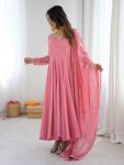 DESIGNER GEORGETTE EMBROIDERY SEQUENCE WORK  GOWN BOTTOM WITH DUPATTA BABY PINK