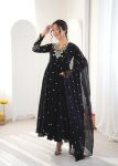 DESIGNER GEORGETTE EMBROIDERY WORK GOWN BOTTOM WITH DUPATTA BLACK