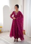 DESIGNER GEORGETTE EMBROIDERY WORK GOWN BOTTOM WITH DUPATTA WINE