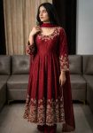 DESIGNER GEORGETTE EMBROIDERY WORK GOWN BOTTOM WITH DUPATTA MAROON