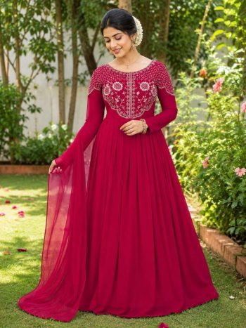 DESIGNER GEORGETTE SEQUENCE EMBROIDERY WORK GOWN WITH DUPATTA RANI