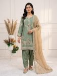 DESIGNER GLASS SATIN CODING WITH SEQUENCE EMBROIDERY WORK TOP PATIYALA WITH DUPATTA MINT
