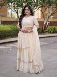 DESIGNER GLORY SATIN EMBROIDERY ZARI SEQUENCE WORK LEHENGA CHOLI WITH DUPATTA OFF WHITE