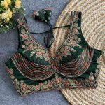 DESIGNER ITALIYAN SILK JARI + SEQUENCE & BEADS WORK STITCHED BLOUSE GREEN