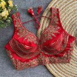 DESIGNER ITALIYAN SILK JARI + SEQUENCE & BEADS WORK STITCHED BLOUSE RED