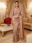 DESIGNER KAJIVARAM SILK CUTDANA, BEADS & SEQUENCE EMBROIDERY WORK SAREE WITH UNSTITCHED BLOUSE PINK