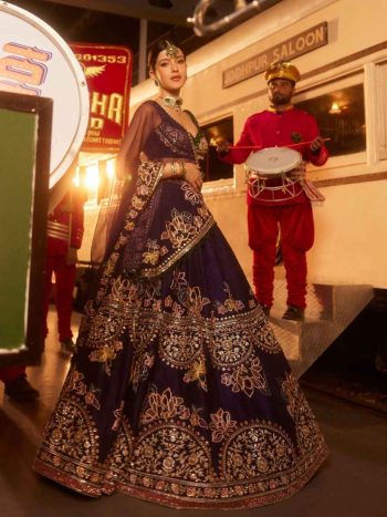 DESIGNER KASTURI SILK MULTI THREAD , DORI & SEQUENCE WORK LEHENGA CHOLI WITH DUPATTA PURPLE