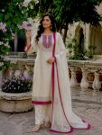DESIGNER LINING ORGANZA EMBROIDERY CODING DORI-SEQUENCE WORK TOP BOTTOM WITH DUPATTA OFF WHITE