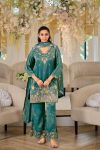 DESIGNER MOSS SILK EMBROIDERY 5&3 MM SEQUENCE WORK  TOP PALAZZO WITH DUPATTA RAMA