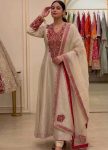 DESIGNER ORGANZA EMBROIDERY CODING SEQUENCE WORK GOWN BOTTOM WITH DUPATTA CREAM