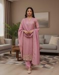DESIGNER ROMAN SHIMMER EMBROIDERY WORK TOP BOTTOM WITH DUPATTA ONION