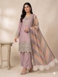 DESIGNER STAR GEORGETTE SEQUENCE EMBROIDERY WORK TOP PALAZZO WITH DUPATTA BABY PINK