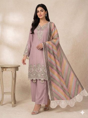 DESIGNER STAR GEORGETTE SEQUENCE EMBROIDERY WORK TOP PALAZZO WITH DUPATTA BABY PINK