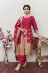 FANCY ART SILK JACQUARD WEAVING WORK TOP BOTTOM WITH DUPATTA PINK