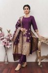 FANCY ART SILK JACQUARD WEAVING WORK TOP BOTTOM WITH DUPATTA WINE