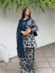 FANCY CAMBRIC COTTON DIGITAL PRINT WORK TOP PATIYALA WITH DUPATTA BLUE