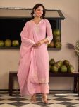 FANCY CHINON EMBROIDERY WORK TOP BOTTOM WITH DUPATTA BABY PINK