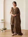 FANCY COSS MOSS SEQUENCE EMBROIDERY WITH HANDMADE BEADS-COINS TUSSLES WORK TOP PATIYALA WITH DUPATTA MEHNDI